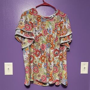 Rose & Olive Multicolor Floral Blouse